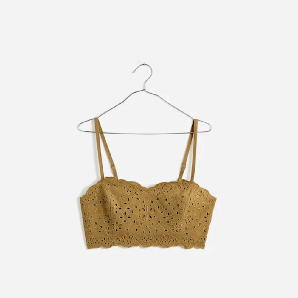 Madewell Eyelet Linen-Blend Crop Tank Top size 8 - Picture 3 of 7